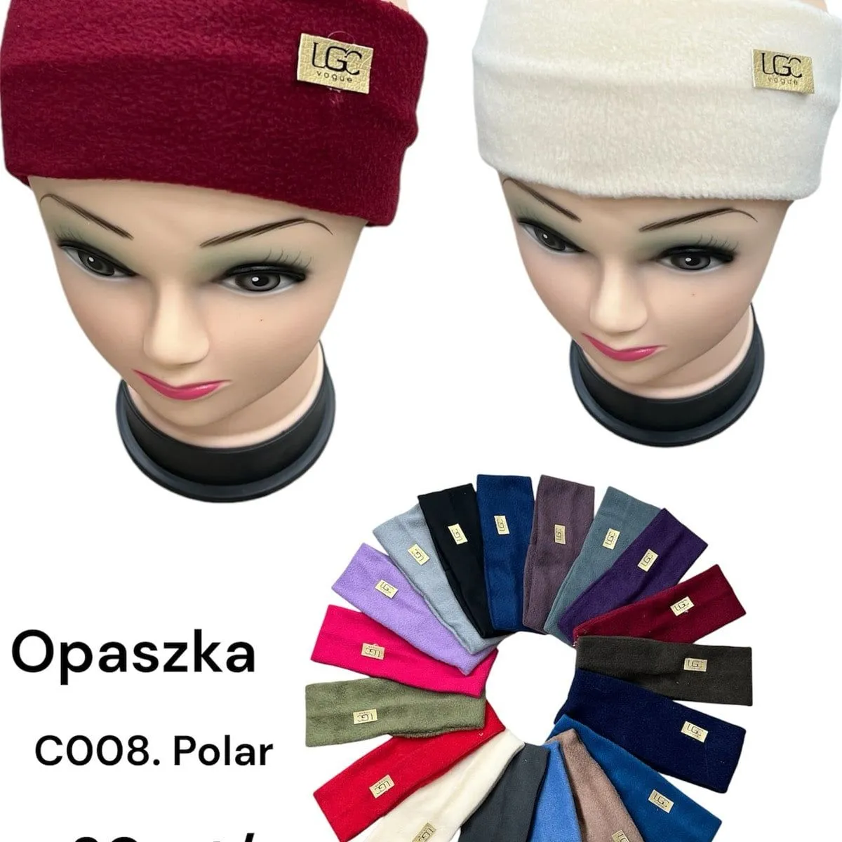 Opaska damska ALPAKA polarowa LGC Vogue mix kolorów 12 szt.