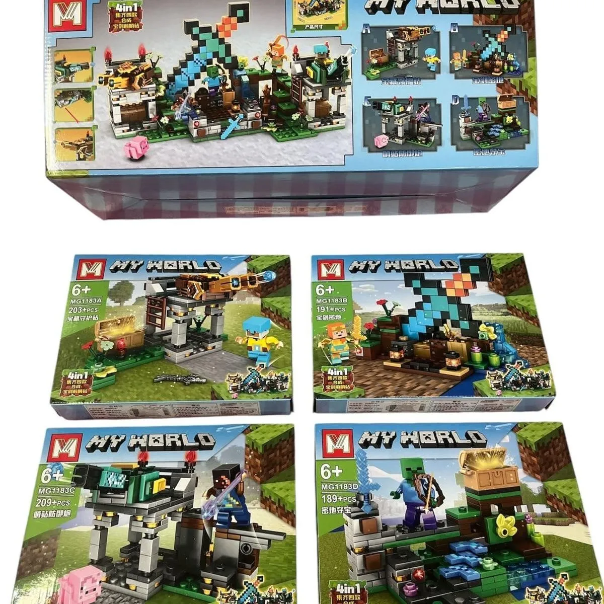 Klocki My World 8 szt. Zestaw 4w1 Seria MG1183 Figurki