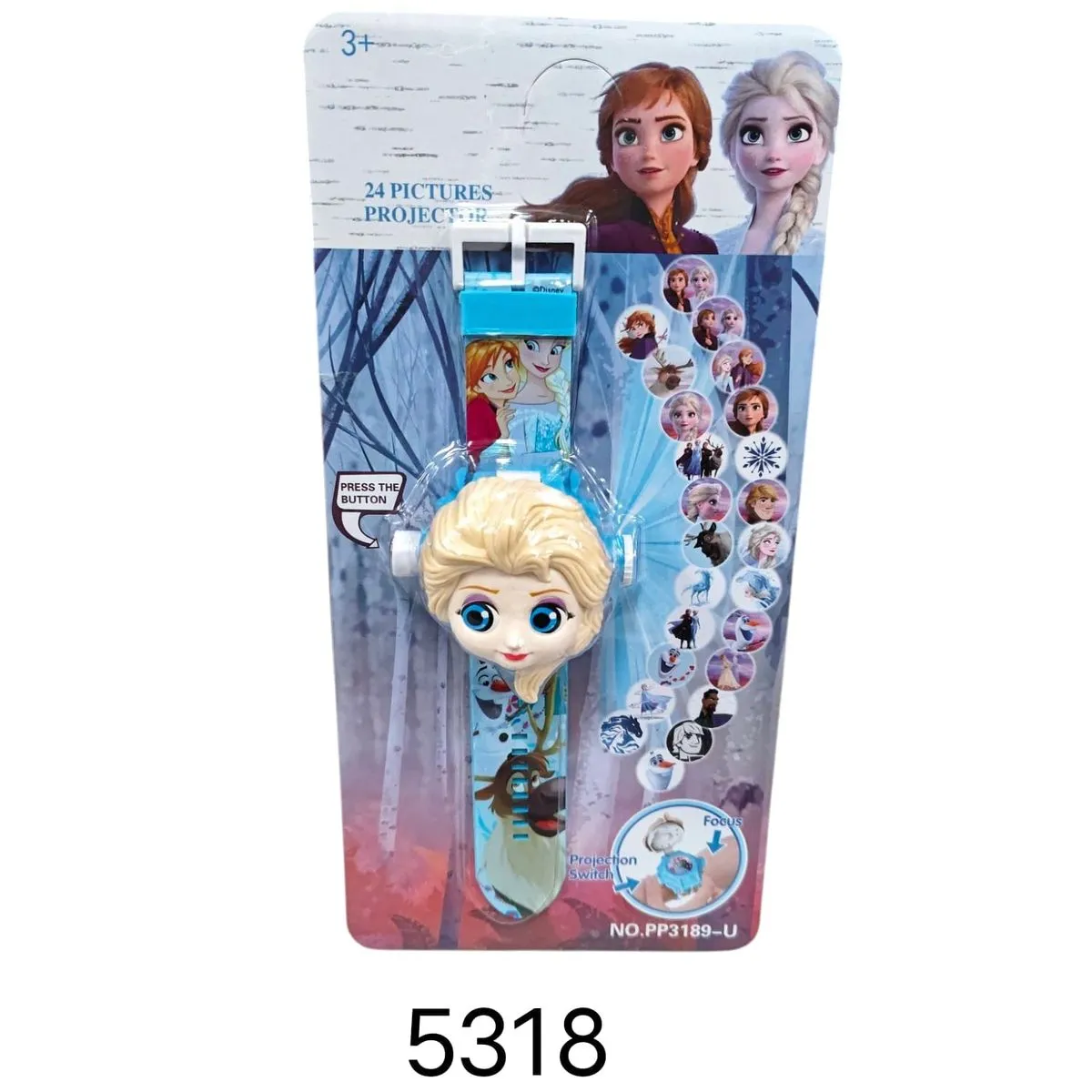 Zegarek Frozen z projektorem 24 obrazy, Elsa Anna