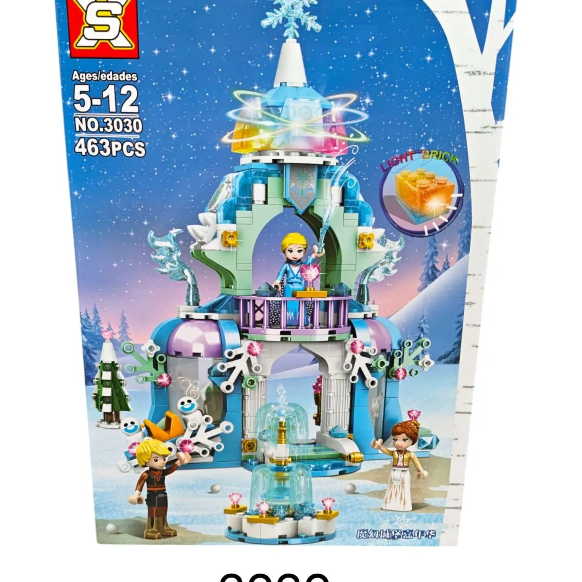 Klocki Princess 463PCS Zamek Lodowy ze Świecącym Klockiem XS 3030