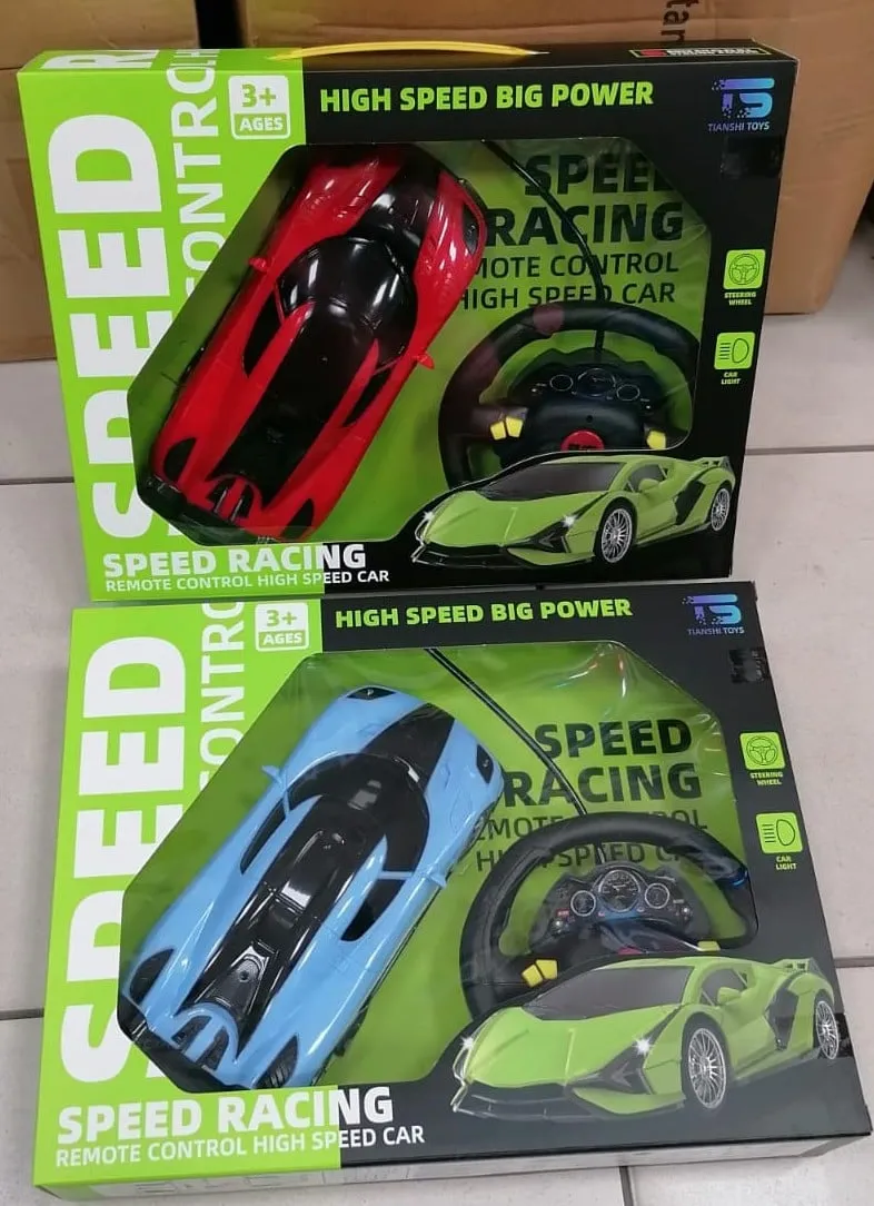 Sterowany Samochód Speed Racing z Kierownicą, Czerwony/Zielony/Niebieski, 3+