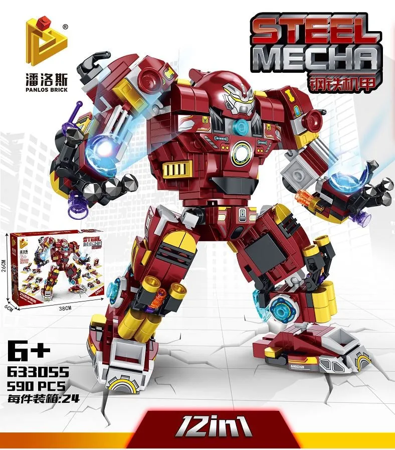 Klocki Steel Mecha Robot 12w1 590PCS Panlos Brick 633055