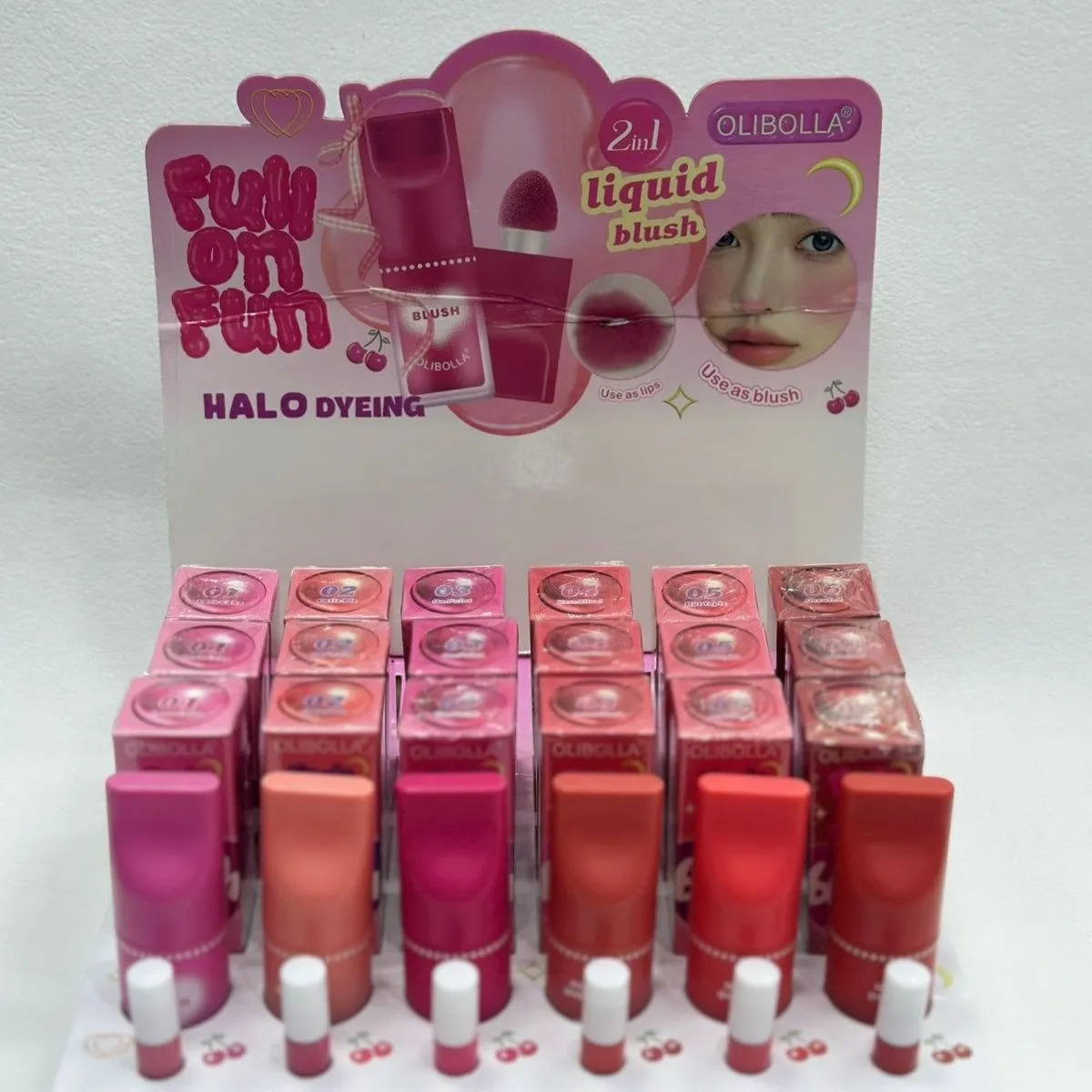 Pomadka do ust i róż 2w1 Olibolla Liquid Blush Halo Dyeing 24 szt
