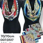 Szalik damski apaszka 70x70cm 30% jedwab wzorzysta 12szt