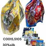 Szalik damski apaszka 30% jedwab wzorzysta mix kolorów