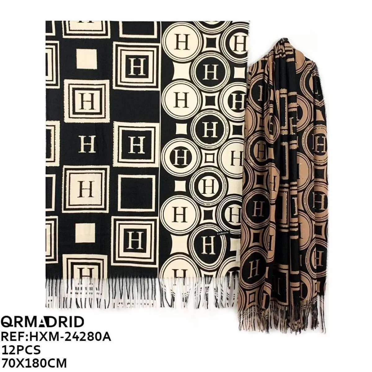 Szaliki damskie H&M czarno-białe 70x180cm REF:HXM-24280A