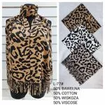 Szaliki damskie wzór leoparda 50% bawełna 50% wiskoza L-77