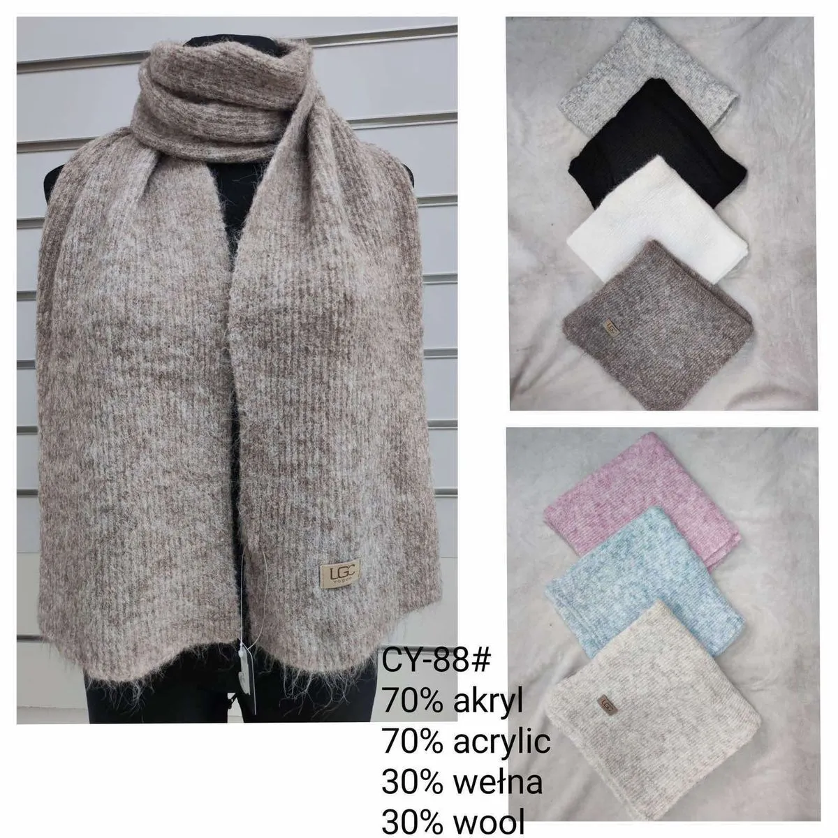 Szaliki damskie CY-88 70% akryl 30% wełna