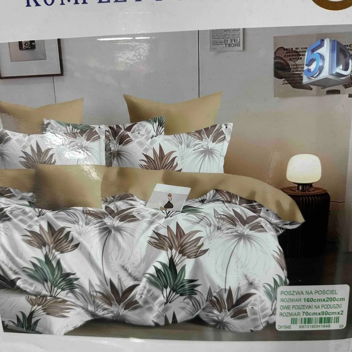 Komplet Pościeli 3cz 160x200 beżowo-biały 50 szt
