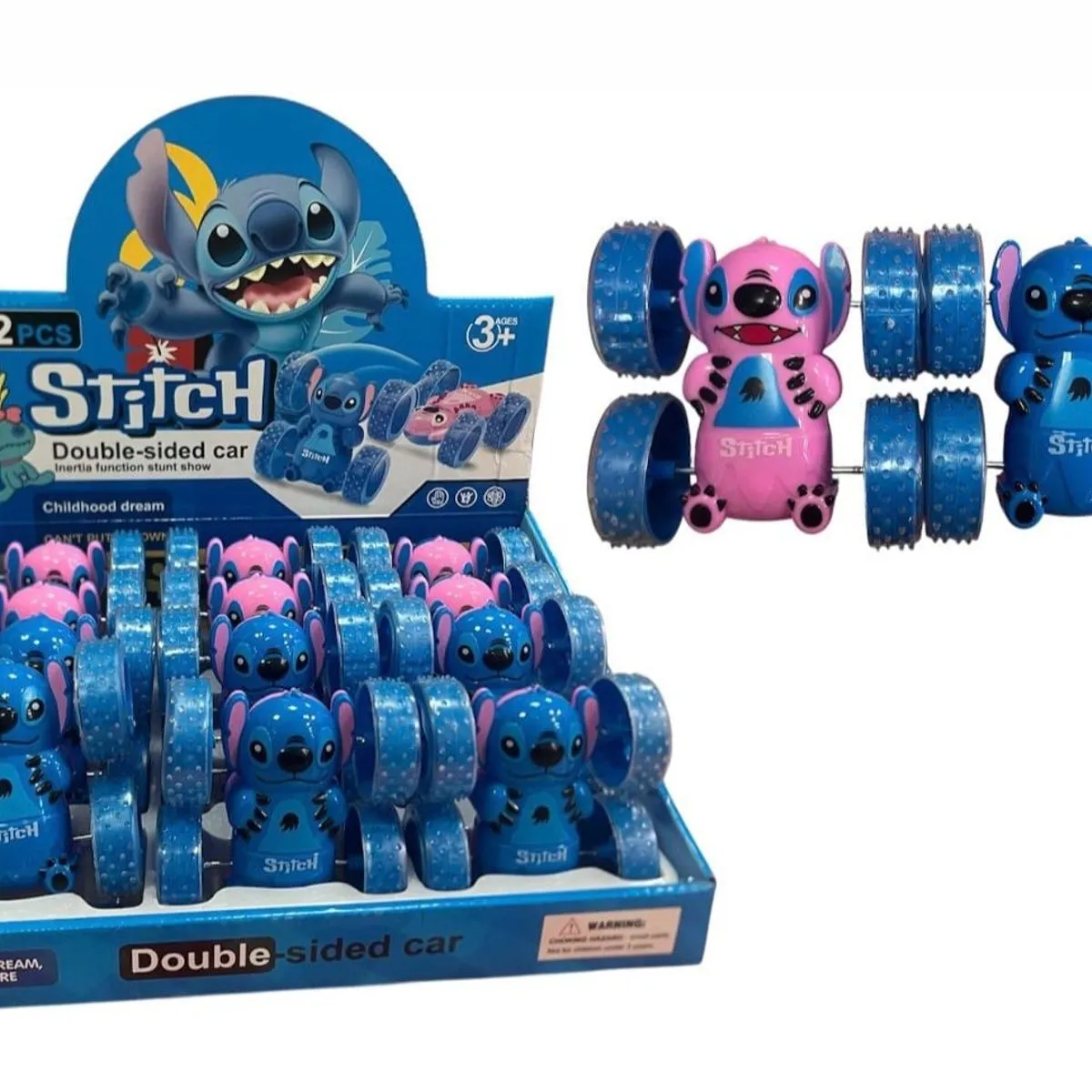 Double Sided Car Stitch niebieski i różowy 3+
