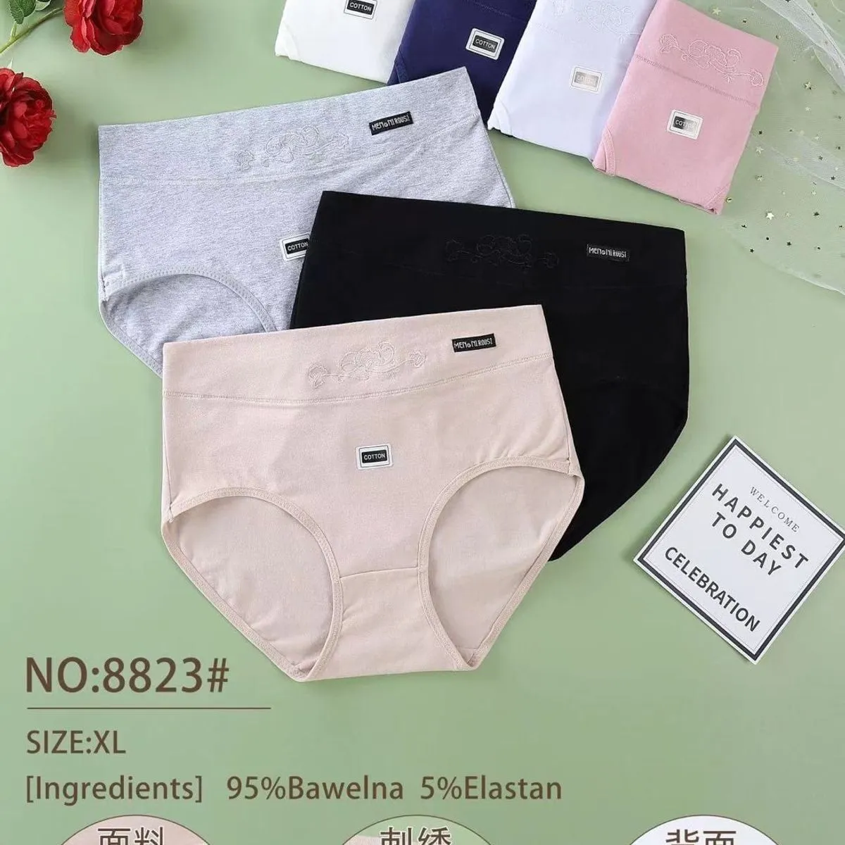 Majtki damskie bezszwowe 95% bawełna 5% elastan XL NO-8823