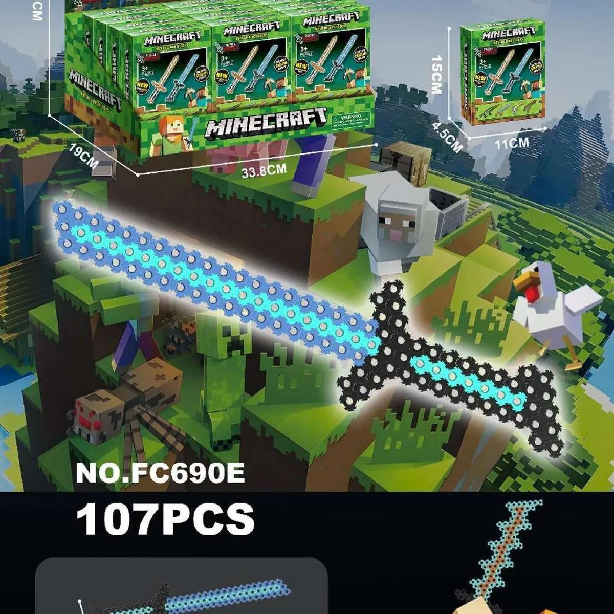 Minecraft Miecz Niebiański 107 PCS 48cm 12 szt