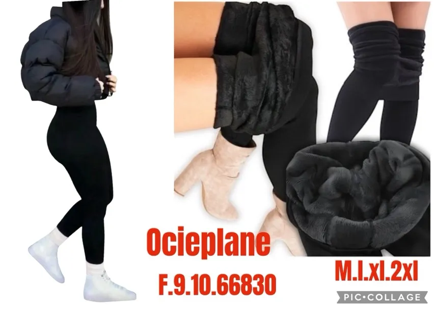 Legginsy damskie ocieplane czarne M-L-XL