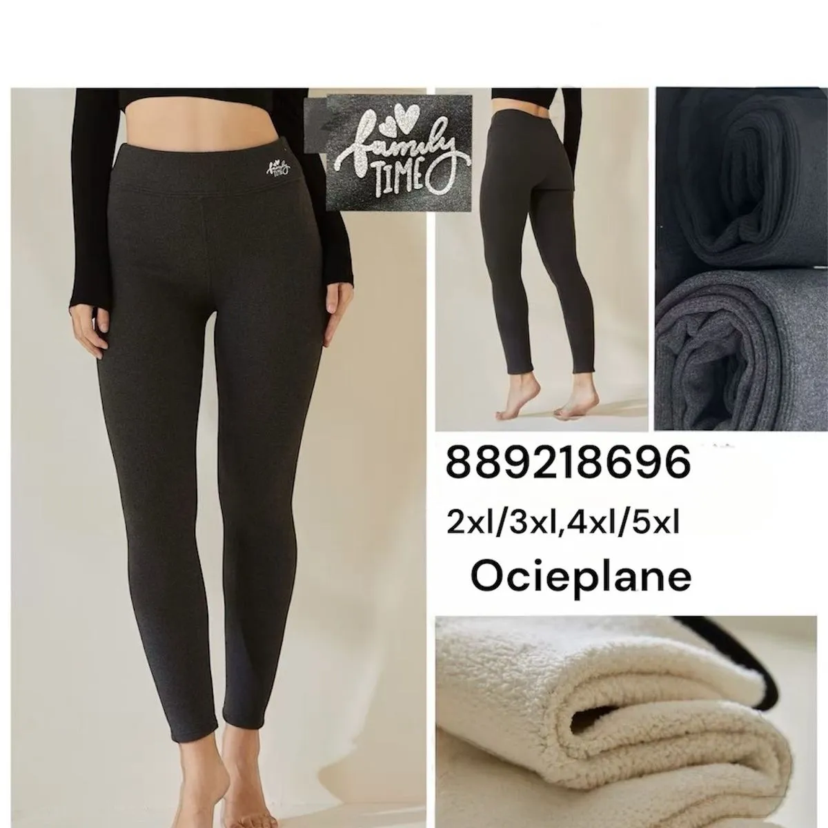 Legginsy damskie ocieplane Family Time 2XL/3XL/4XL/5XL