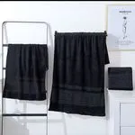 Ręcznik Mikrofibry 70/140cm Czarny z Wzorem Greckim