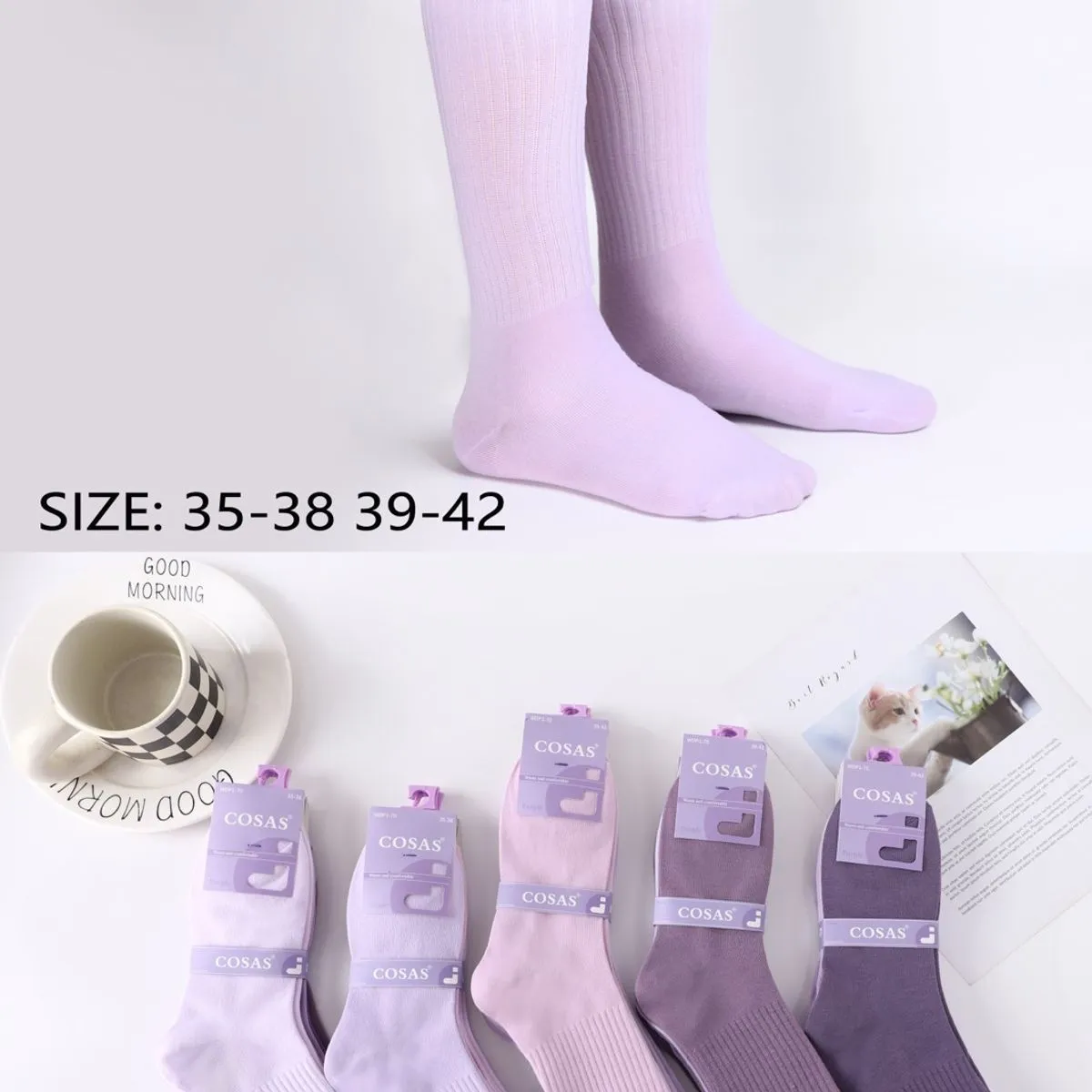 Skarpetki damskie COSASAS fioletowe roz. 35-38/39-42