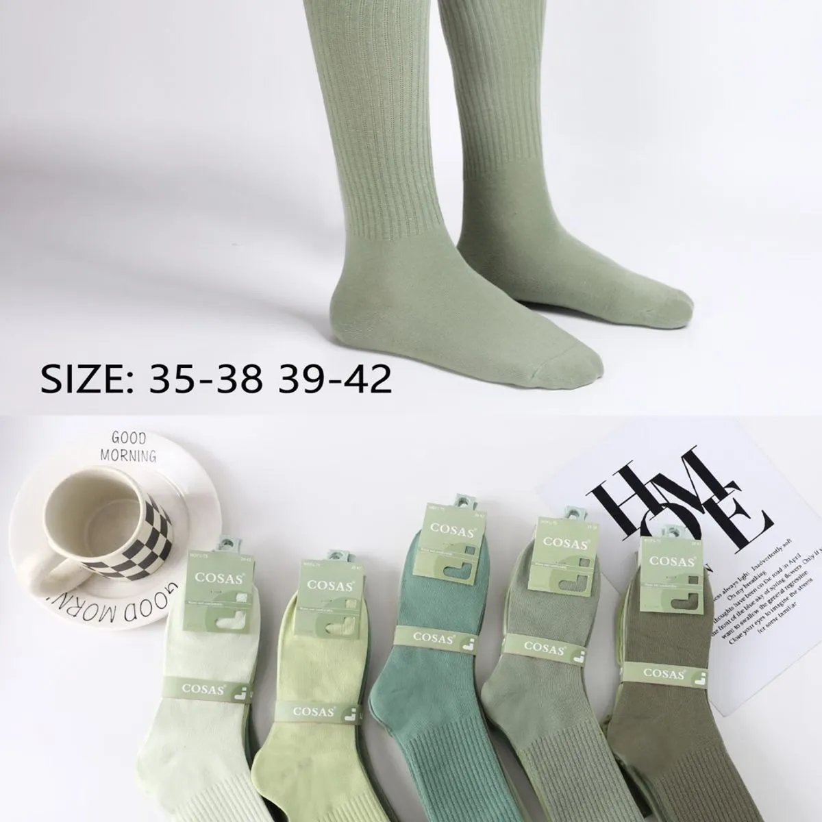 Skarpetki damskie COSASAS ribbed zielone roz. 35-38/39-42