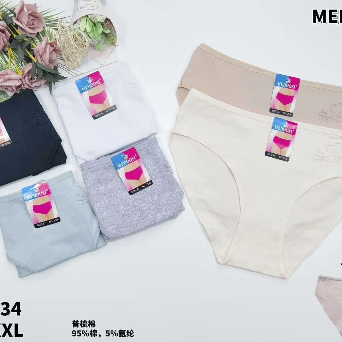Majtki damskie MEDOO 95% bawełna L-XXL 24 szt/op