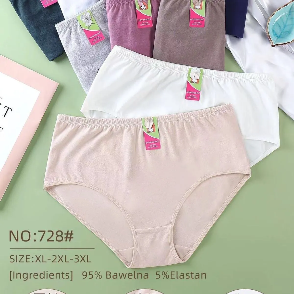 Majtki damskie XL-XXL 95% bawełna 5% elastan NO:728