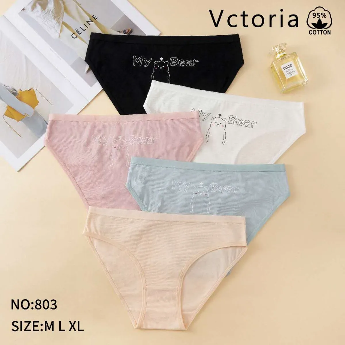 Majtki damskie bawełniane Victoria 95% bawełna NO-803 M/XL