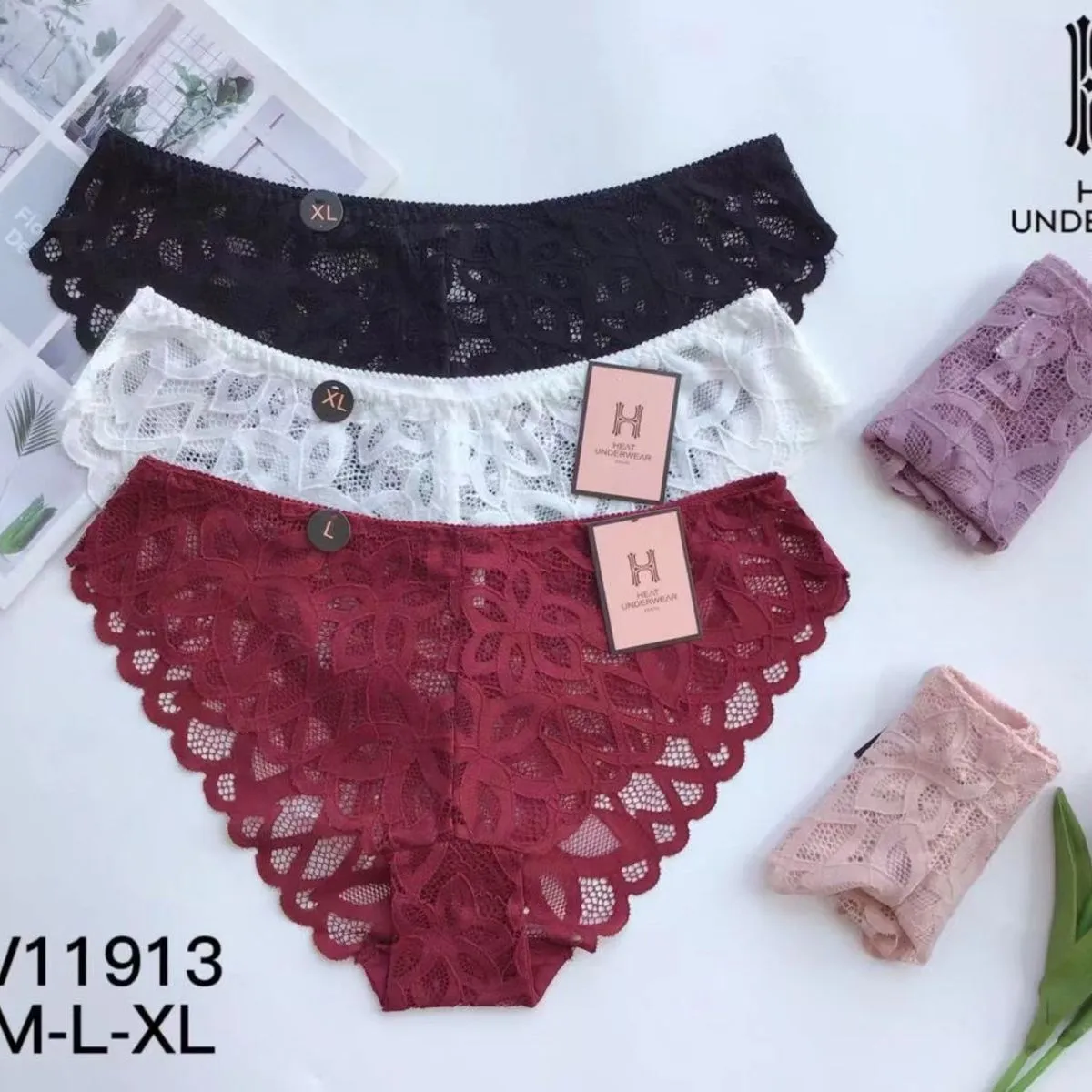 Majtki damskie Heat Underwear M-L-XL koronka 19113
