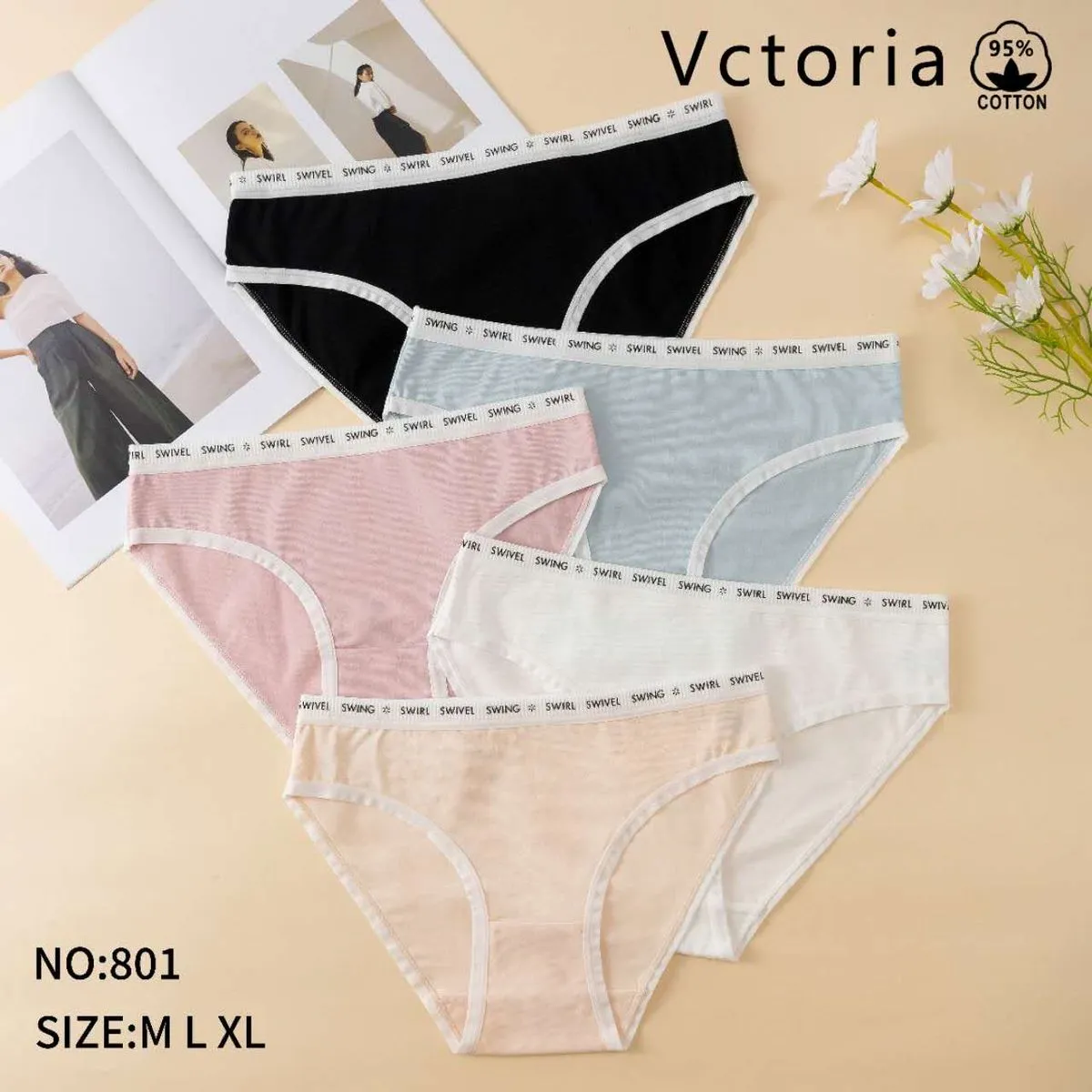 Majtki damskie Victoria 95% bawełna NO-801 M/XL