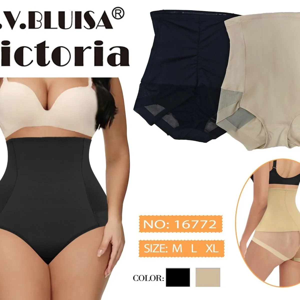 B.V. Blusa Victoria majtki modelujące damskie M XL czarne beżowe