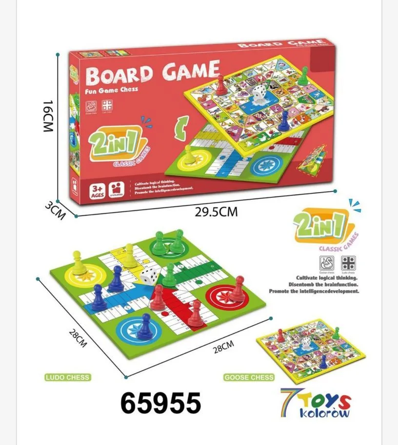Zabawka Board Game 2in1 Ludo Chess Klasyczna 16x29,5x3 cm