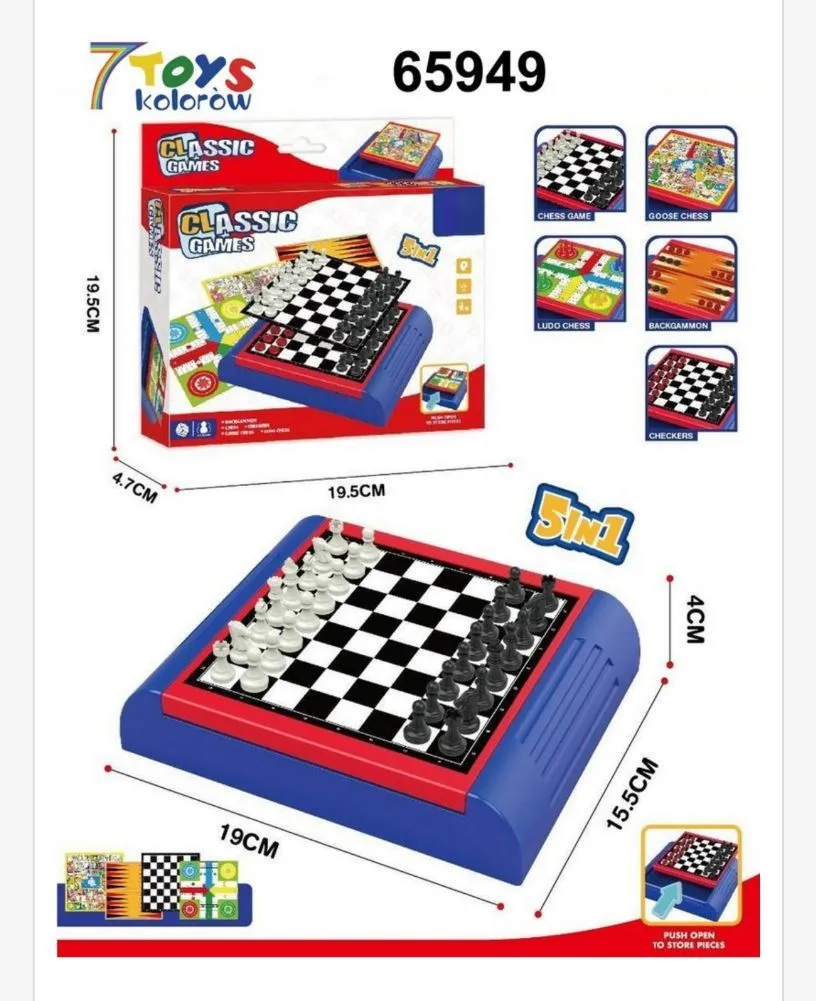 Zestaw 3 w 1 Classic Game Szachy Warcaby Kółko i Krzyżyk