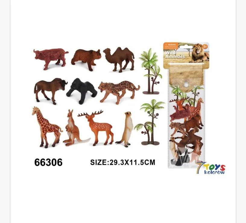 Zestaw 12 figurek Wild Animals + drzewa, 29,3x11 cm
