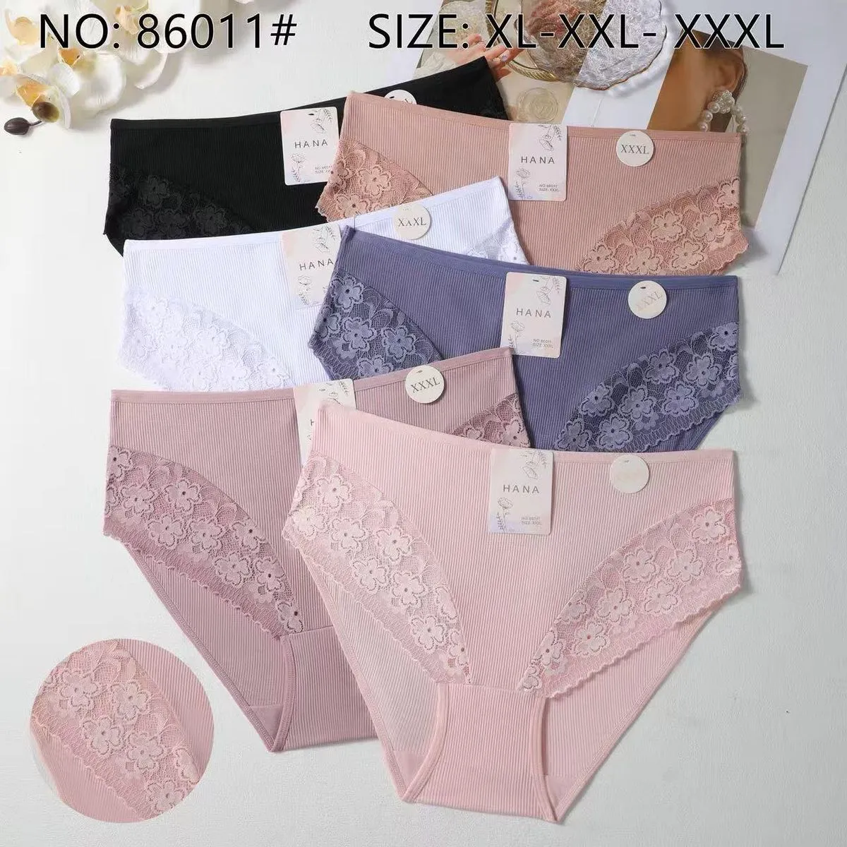 Majtki damskie koronkowe Hana XL-XXXL-XXXXL 6 kolorów