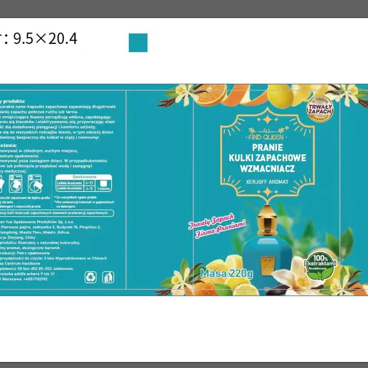 Perfumy zapachowe do prania kulki 95x20,4 cm