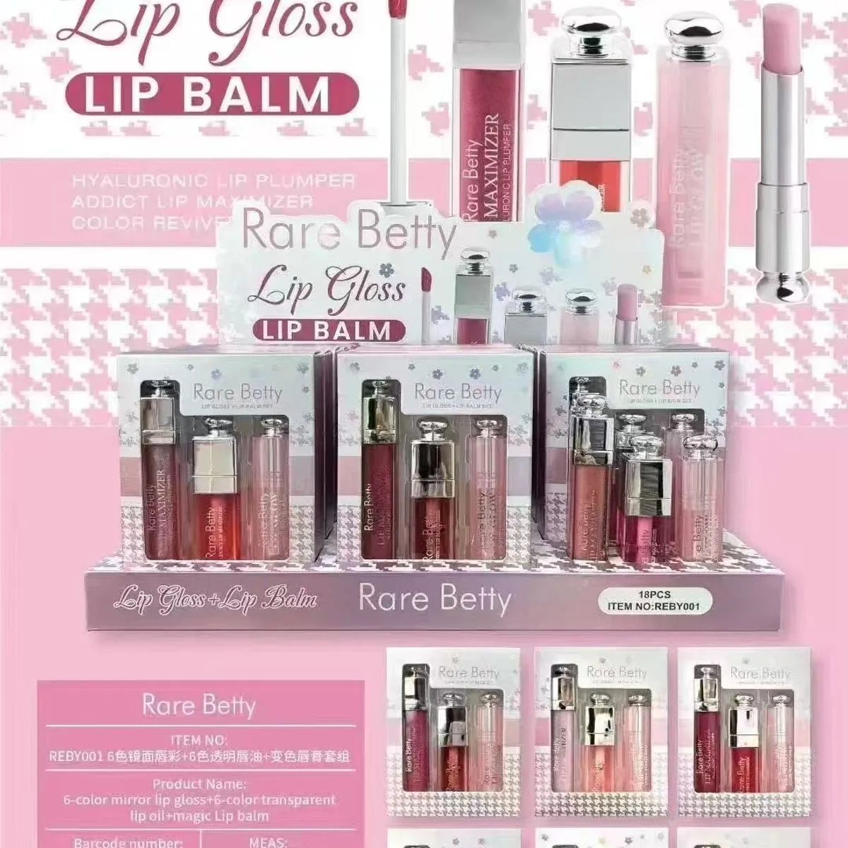Zestaw Rare Betty Lip Gloss + Lip Balm Hyaluronic Plumper