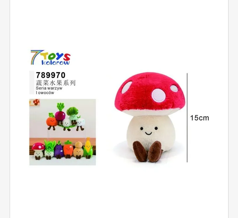Maskotka grzyb 15cm 7Kolorów seria warzywa 78970