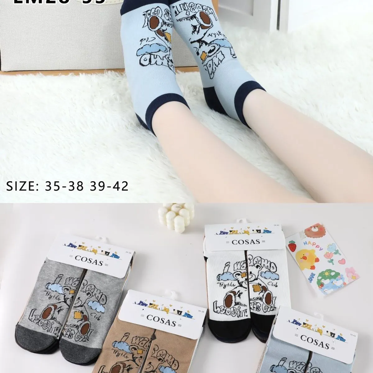 Skarpetki damskie Cosasasa LM28-55 granatowe z nadrukiem Size 35-39/40-42