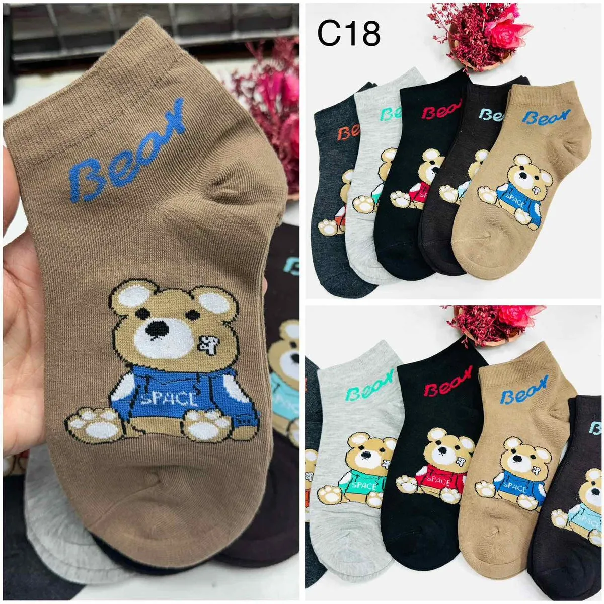 Skarpetki damskie Bear z misiem, wzór C18