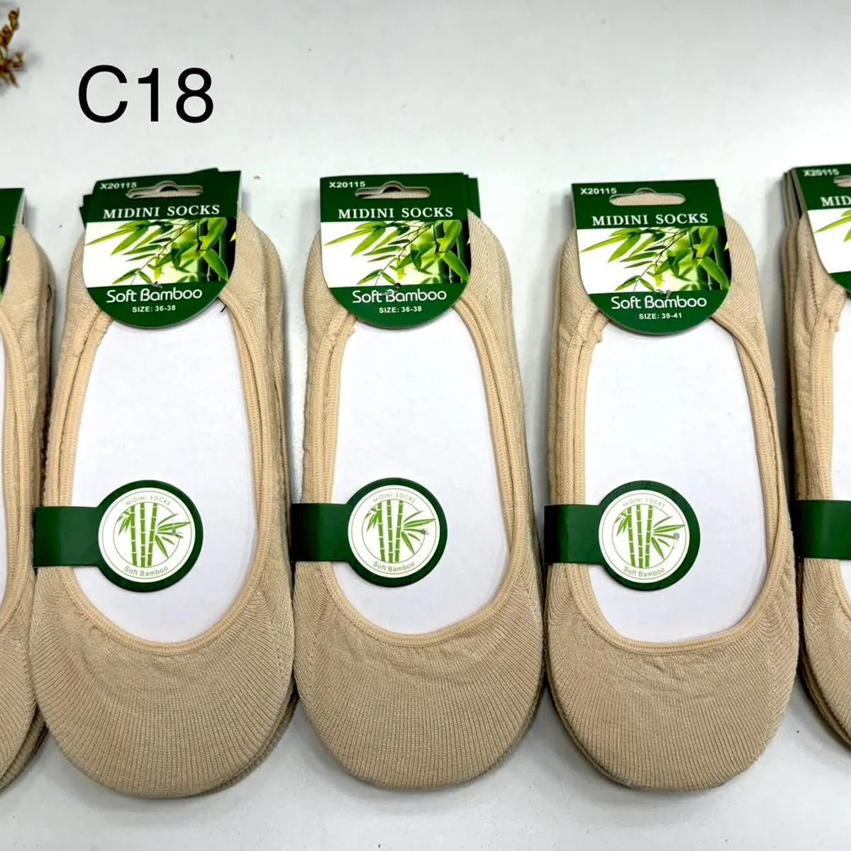 Skarpetki damskie mini bamboo soft beżowe C18
