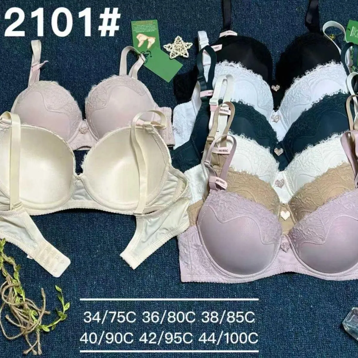 Biustonosz damski push-up koronka, rozmiary 34/75C-44/100C