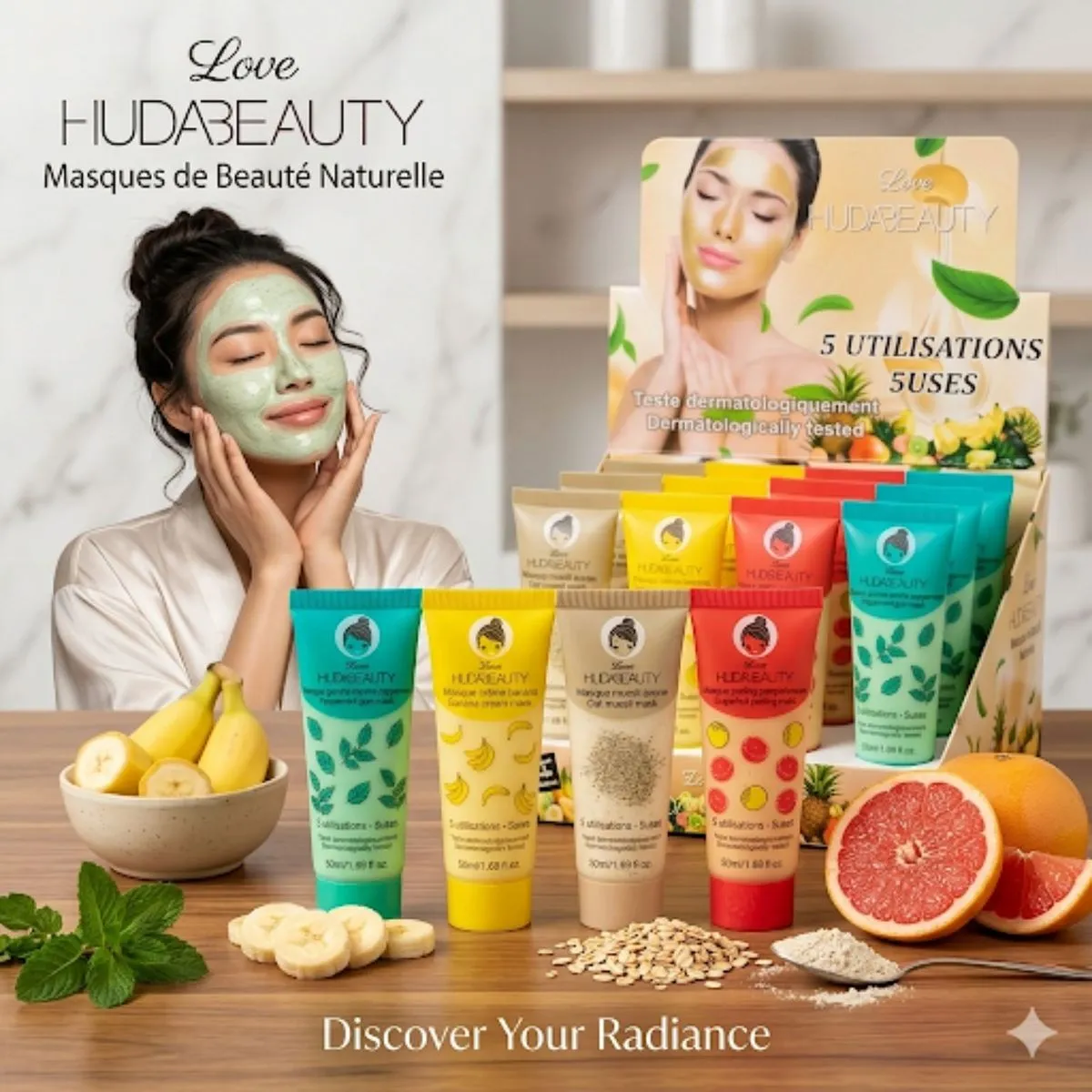 Naturalne maski do twarzy Huda Beauty Masques de Beauté Naturelle