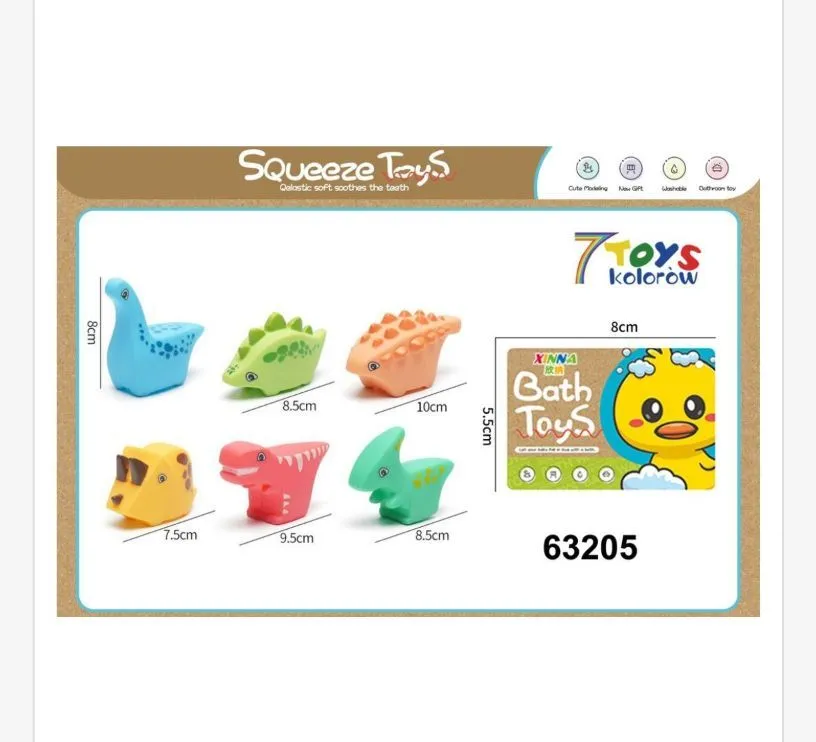 Zabawki do Kąpieli Squeeze Toys Dinozaury 6 szt