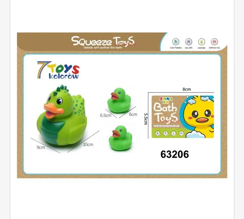 Zestaw 7 kolorowych zabawek do kąpieli Squeeze Toys 6-10cm