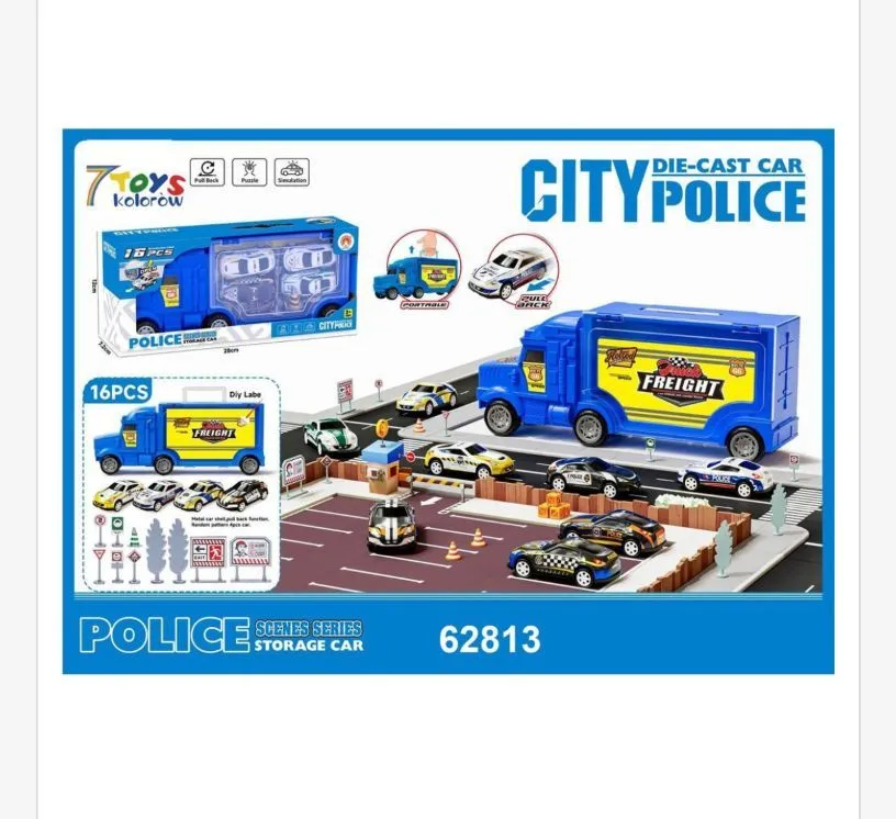 Zabawka Die Cast City Police Storage Car 16PCS 62813