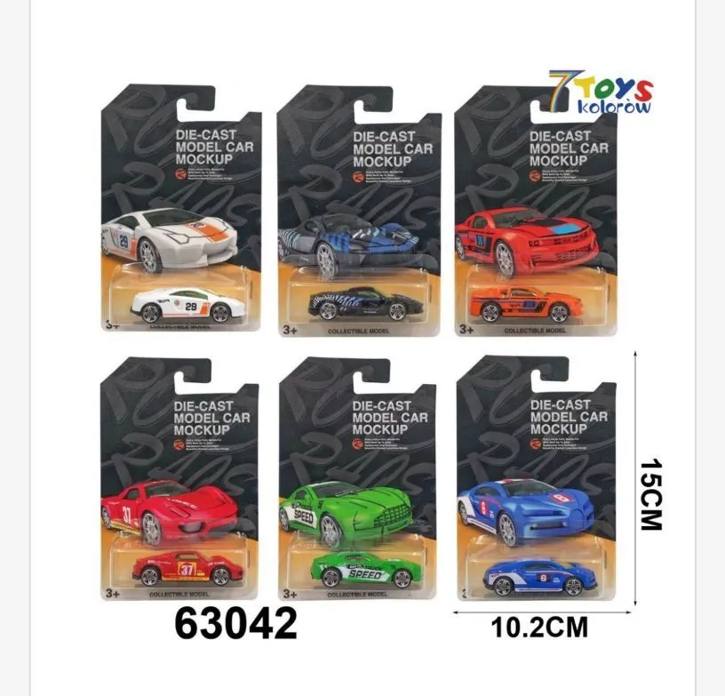 Zabawki Die Cast Model Car 15cm x 10.2cm, 6 szt, kod 63042