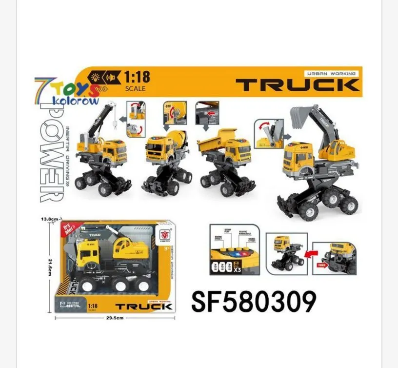 Metalowa ciężarówka koparka 1:18 Truck SF580309