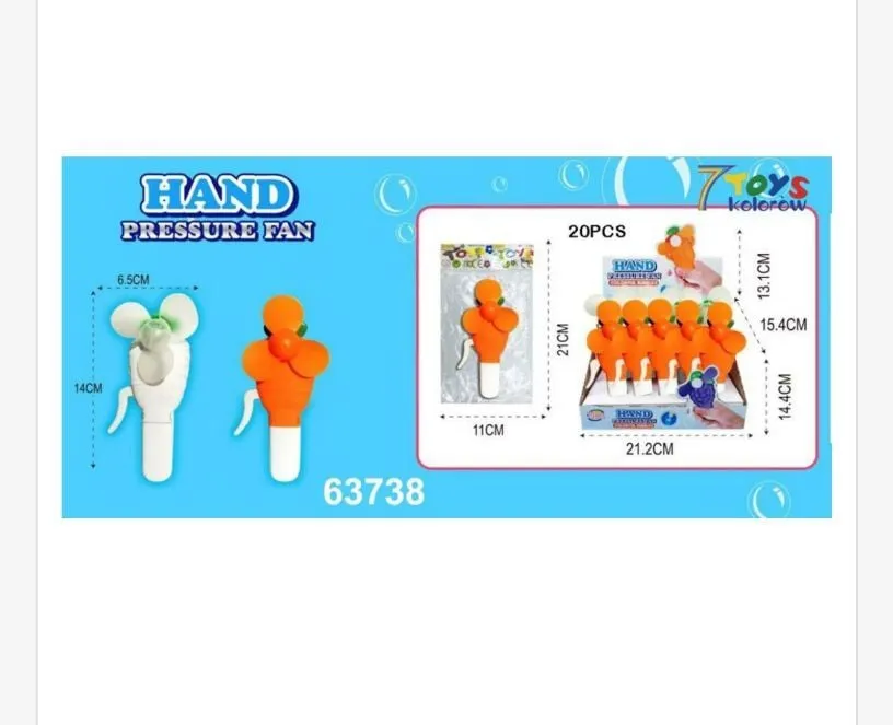 Mini Wiatrak Ręczny Hand Pressure Fan Pomarańczowy