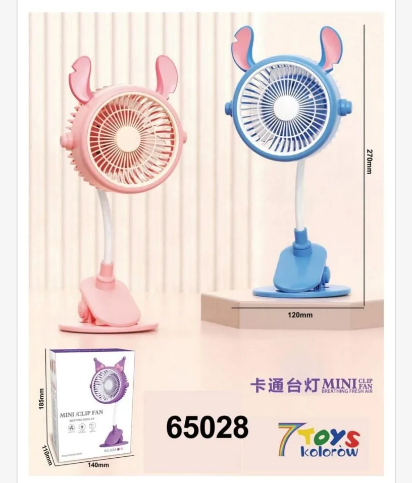 Mini Wiatrak Elektryczny Clip Fan z uszami 65028