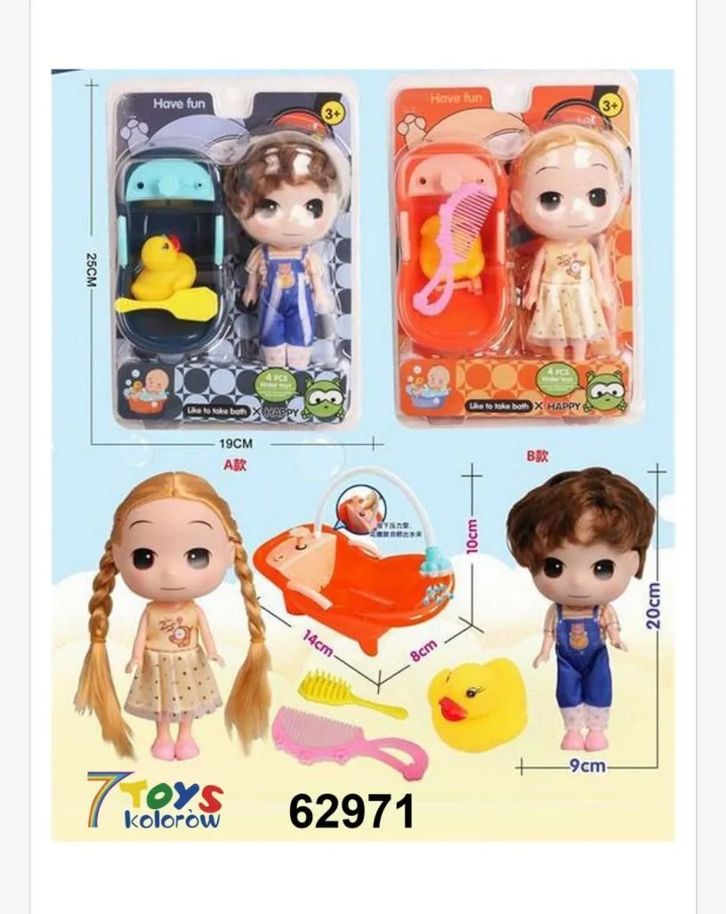 Zestaw zabawek kąpielowych lalki z akcesoriami 19cm