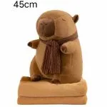 Maskotka Kapibara 45cm z Kocykiem i Szalikiem - Brązowa