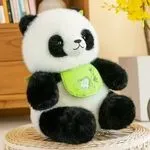 Maskotka Pluszowa Panda 25cm z Zielonym Śliniakiem