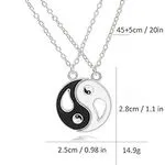 Naszyjnik 2 Częściowy BFF Yin Yang Srebrny 45+5cm